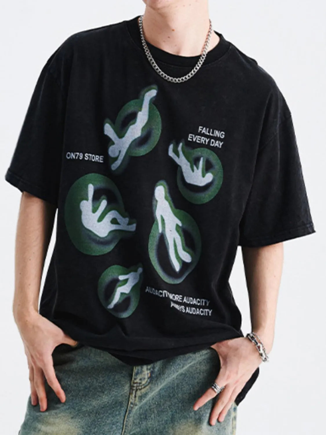 Men's Cotton T-Shirt Wash Black Graphic Print Round Neck Short Sleeve Top fea17029-56cb-4423-894c-fbbe7fab2b86-Max-Origin Trendsi