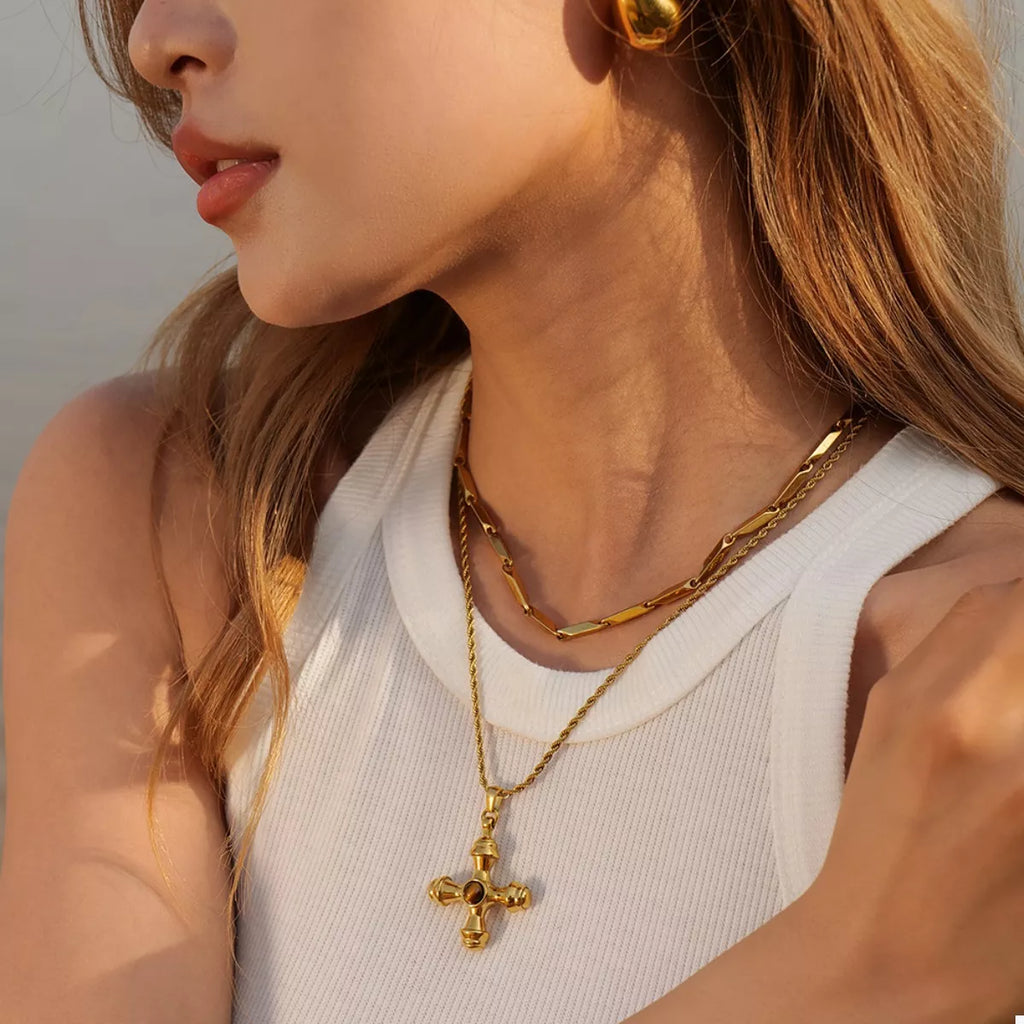 18K Gold-Plated Cross Pendant Women's Necklace Tiger's Eye Jewelry feab212f-a078-4e37-8e06-01ed93b7b4c7-Max-Origin Trendsi