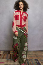 POL Hooded Shirt Red Texture Woven Buttonned with Drawstring Hem fec97b80-3523-4828-92c4-fd890f261e25-Max-Origin Trendsi