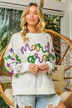 BiBi Womens Pullover Off White Fleur De Lis Sleeve Mardi Gras fecedff8ce344b979a3d49dab678d3a4-Max-Origin Trendsi