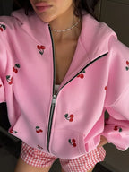 Womens Hoodie Cherry Print Oversized Zip-Up Pocketed fecfc3f61a17442682b1d3bc7a84e364-Max-Origin Trendsi
