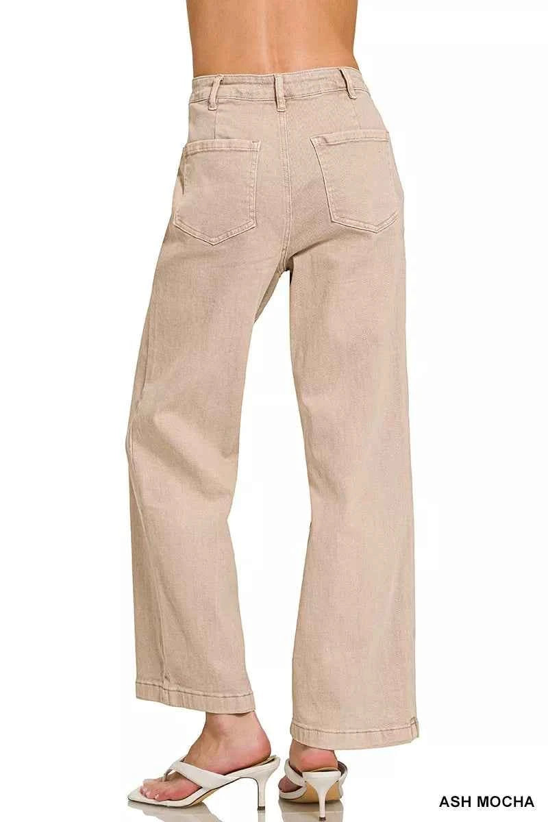 Zenana Straight Leg Utility Pocket Jeans