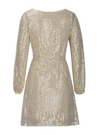 Sequin Mini Dress Tie Waist Long Sleeve Short Women Party Lined Dresses fede9ad9-b66a-4d5b-bd79-5bcd269c732c-Max Trendsi