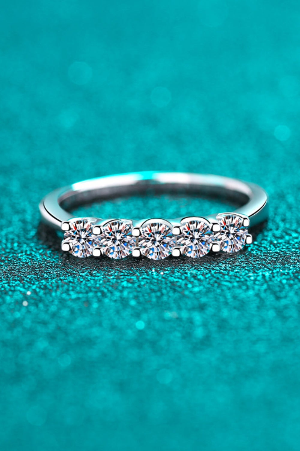 Women Ring Silver Moissanite 5 Stones 925 Sterling Platinum-plated Jewelry feec354e-4cc4-424b-954d-427d74f529ab-Max Trendsi