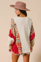 BiBi Sweatshirt Floral Print Mixed Star Patch Round Neck Top ff10ef30faff459db745b2c9d4ee7c65-Max-Origin Trendsi