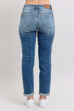 Judy Blue Jeans Mid Rise Skinny Cuff with Pockets Dark Wash Denim Pants ff2df572-3d5e-4837-8588-6138ab9e1a1a-Max Trendsi