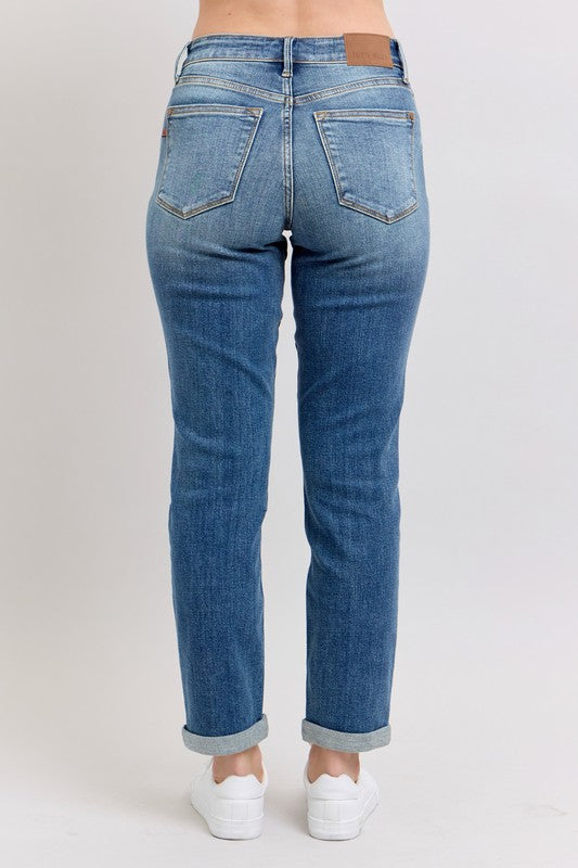 Judy Blue Jeans Mid Rise Skinny Cuff with Pockets Dark Wash Denim Pants ff2df572-3d5e-4837-8588-6138ab9e1a1a-Max Trendsi