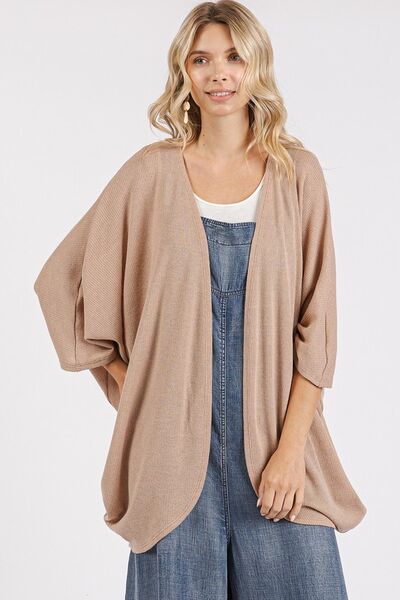 Mittoshop Cardigan Open Front Batwing 3/4 Sleeve Camel Camel ff3b29a6-c9d8-41ad-9e1d-9f0c4745669f-Min Trendsi