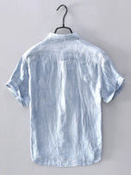 Men's Shirt Lightweight Flax Button Up Short Sleeve Top ff57d35772a3465e86353a7c89987f00-Max-Origin Trendsi