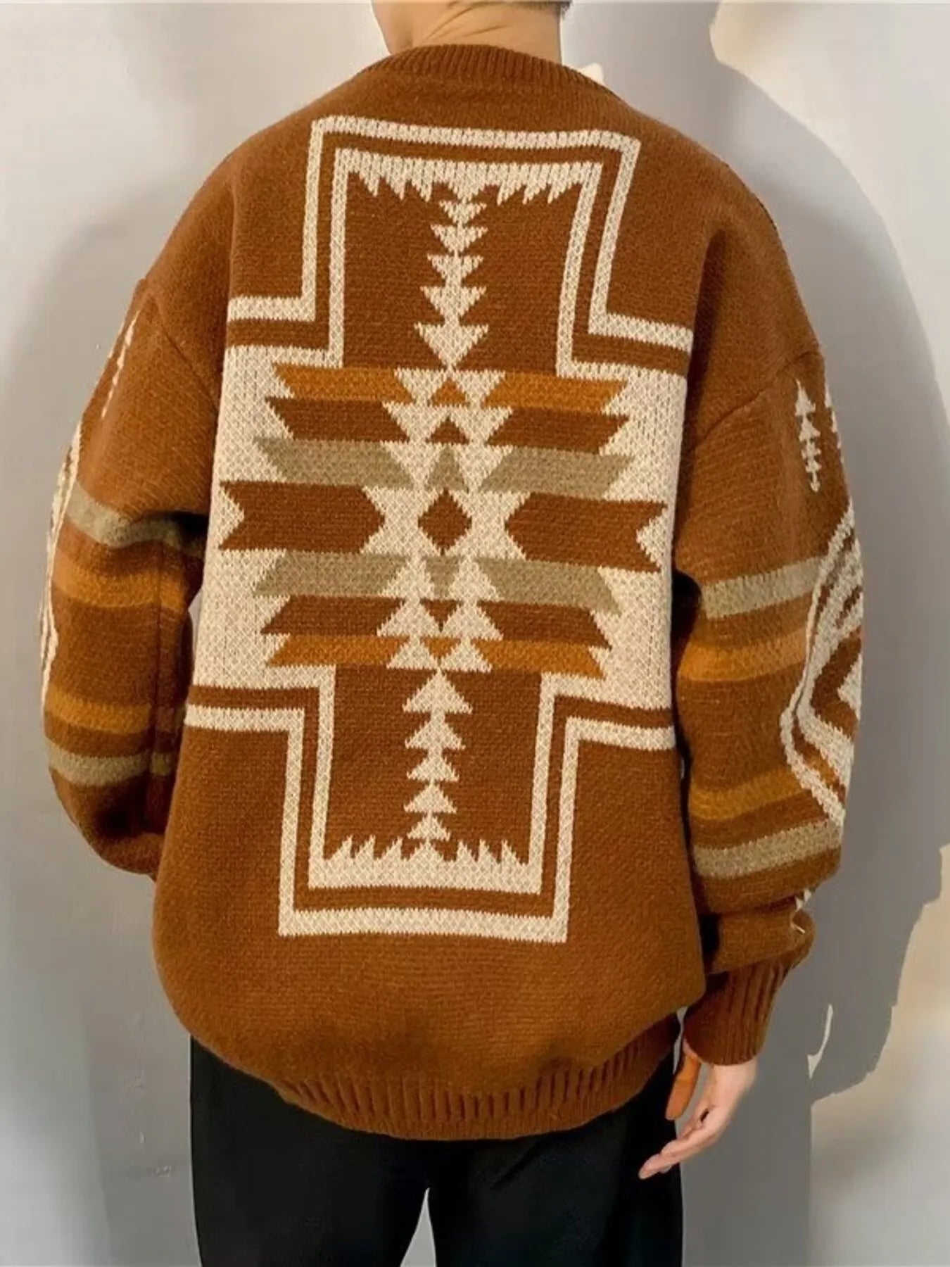 Men's Sweater Knit Ethnic Pattern Oversized Pullover Plus Sizes