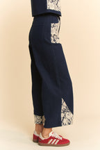 Davi & Dani USA Wide Leg Jeans Lace Applique Dark Blue Women Denim Pants ff8a6474-4f6e-414c-824e-d0515a6ee959-Max Trendsi