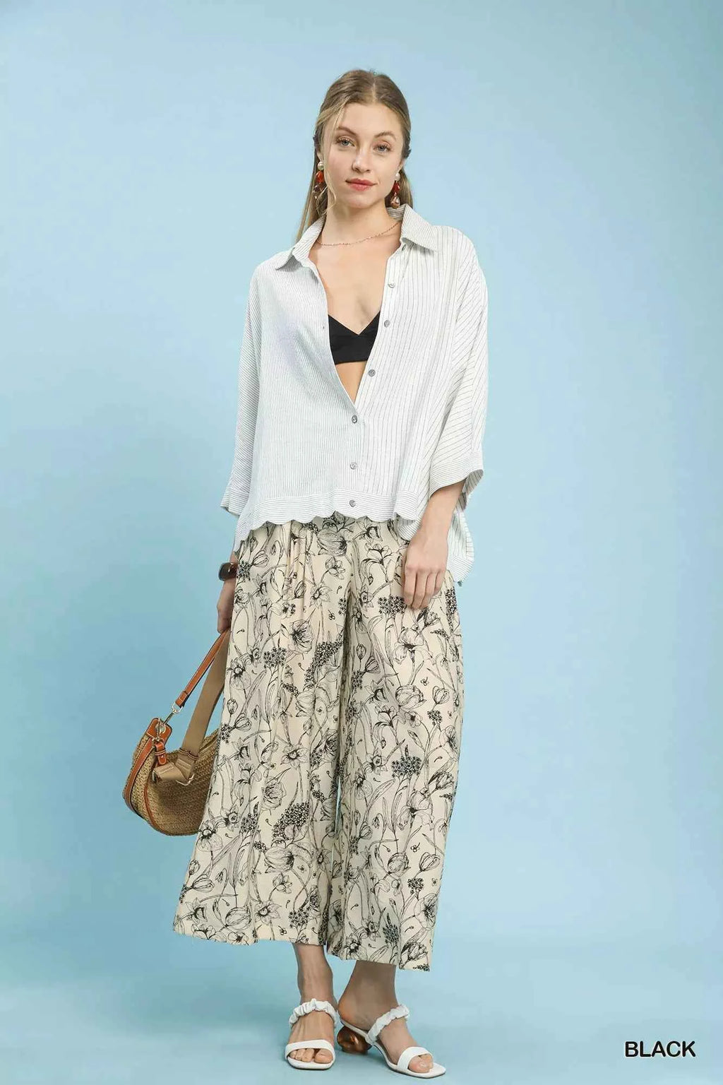 Umgee Women Wide Leg Pants Black Floral Two Tone Print Relaxed ff8bf420-d360-4f90-961d-463af52daa33-Max-Origin Trendsi
