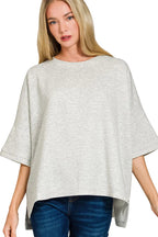 Zenana Women's Scuba Fabric Round Neck Top with Side Slits