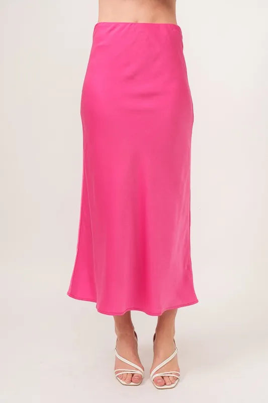 And The Why Satin Midi Skirt Hot Pink Solid Basic style FUCHSIA ffb1c48b369d4b5f9b4080aa0ae598d8-Max-Origin Trendsi