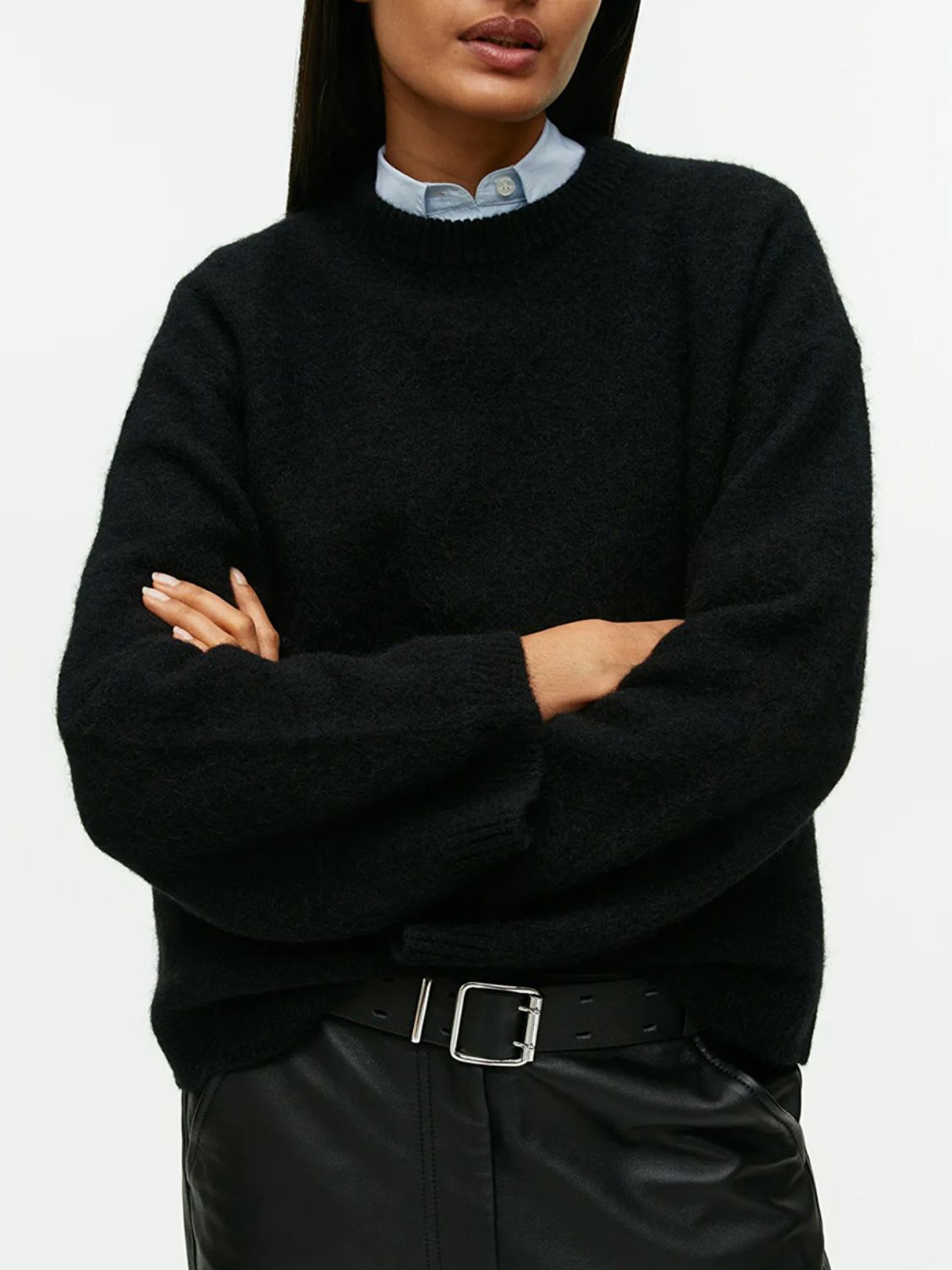 Women Sweater Round Neck Drop Shoulder Long Sleeve Soft Solid Pullover Black One Size ffb9341c-35bf-4c27-ae45-2392e681706e-Max Trendsi