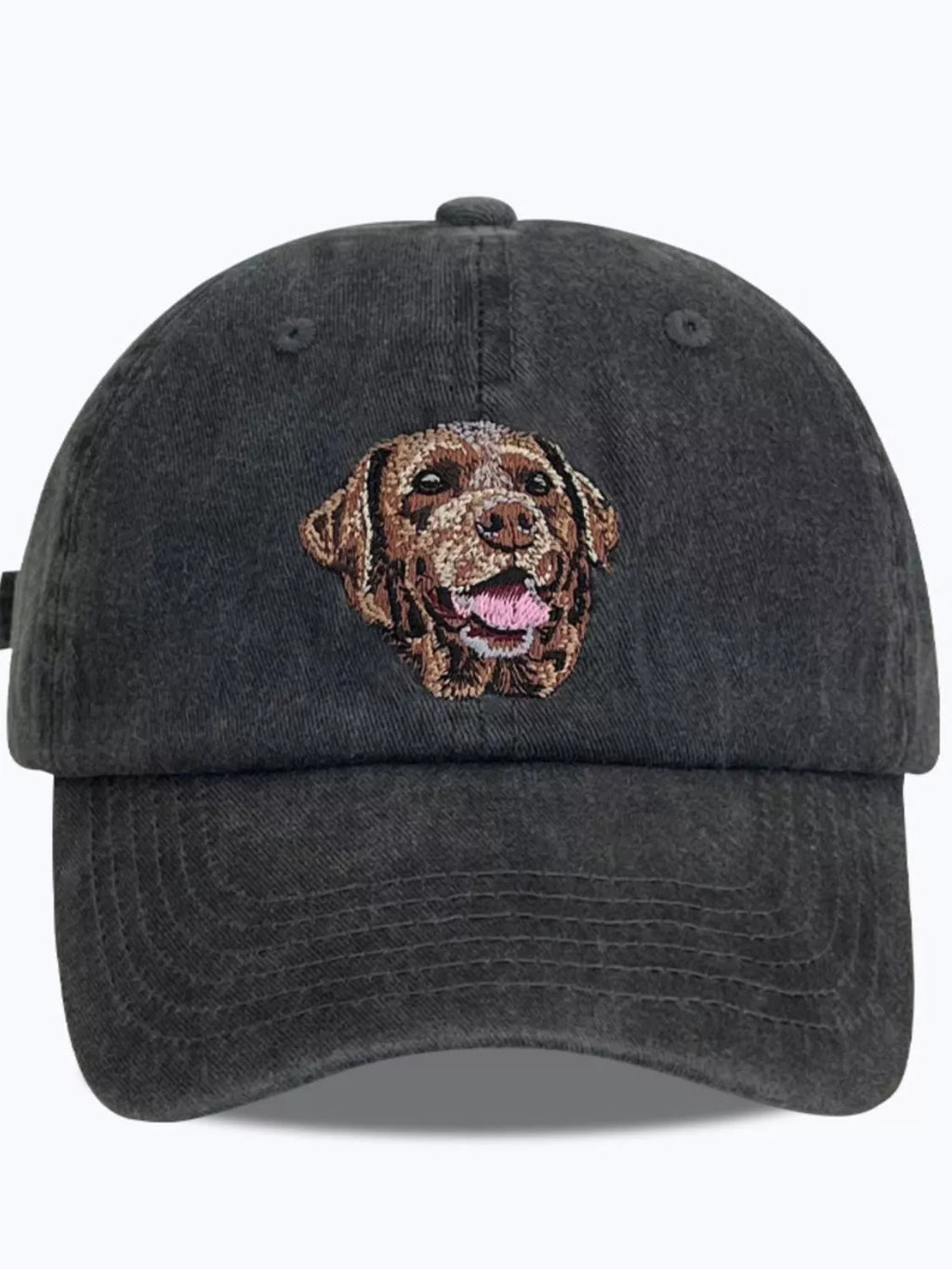 Baseball Cap Washed Denim Black Dog Embroidered Hat Labrador One Size ffba58e0-b044-467e-9bc4-51111d4349f8-Max-Origin Trendsi