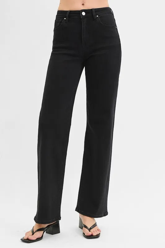 RISEN Black Jeans High Rise Wide Leg Basic Style ffdde6eb78f04b9c9539101f9a5f9b44-Max-Origin Trendsi