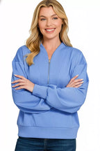Zenana Scuba Half Zip Drop Shoulder Sweatshirt ffe99240-0e71-4e32-84a9-b763b63a176c-Max-Origin Trendsi