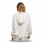 POL Women's mixed-knit hoodie on a white background