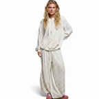 POL Women's mixed-knit hoodie on a white background