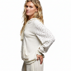 POL Women's mixed-knit hoodie on a white background
