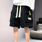 Men's Plus Size Casual Cargo Shorts with Adjustable Drawstring Waist
