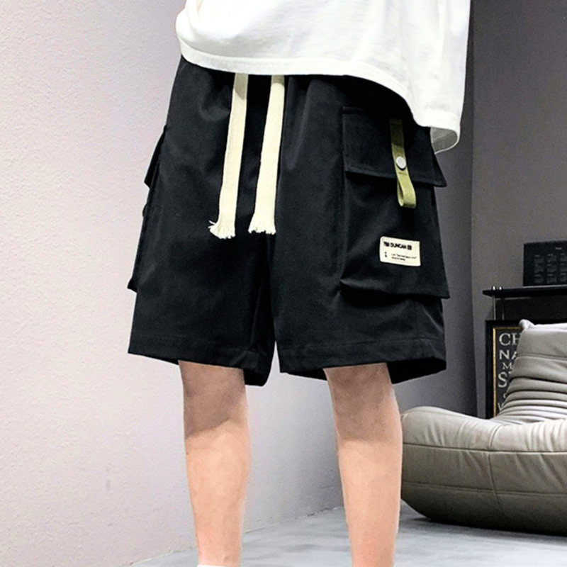 Men's Plus Size Casual Cargo Shorts with Adjustable Drawstring Waist
