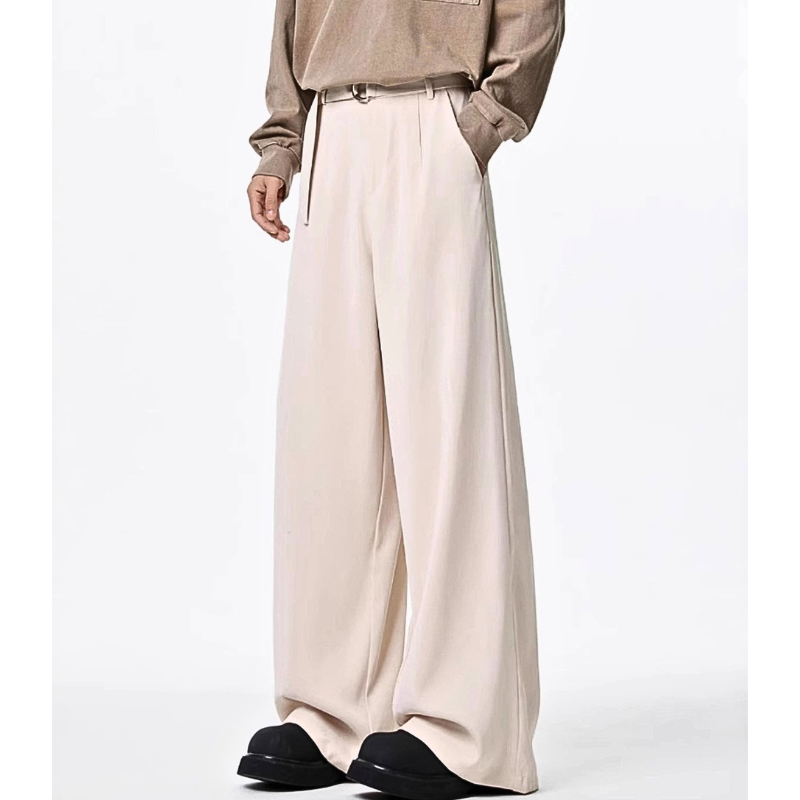 Men's Wide Leg Casual Pants Solid Loose Fit with Pockets Trousers M-3XL