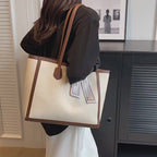 Contrast Trim Tote Bag Large Women Shoulder Handbag Casual Fashion Shopper