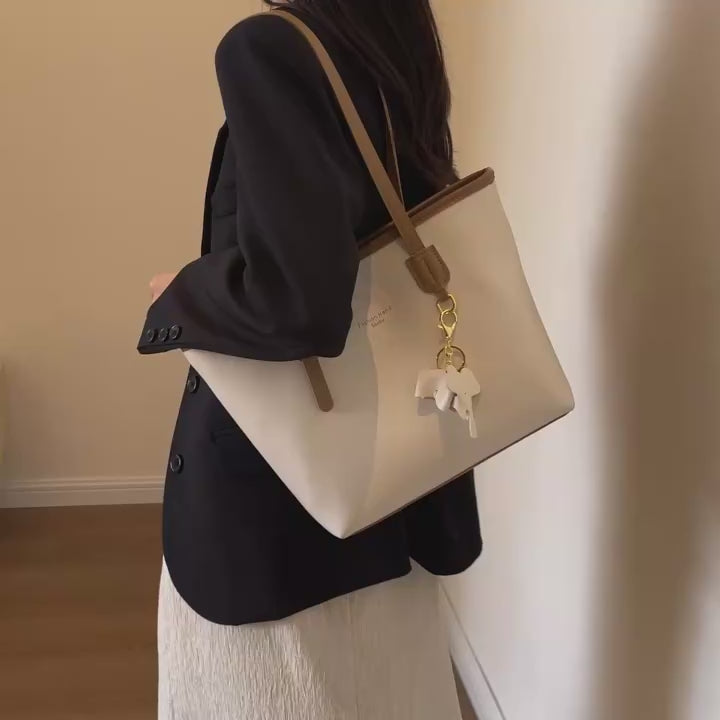 Women's Tote Bag Large PU Leather Retro Crossbody Bag Stylish Zip Handbag