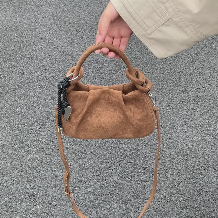 Women's Faux Suede Leather Crossbody Bag with Short Handle