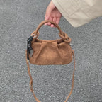Women's Faux Suede Leather Crossbody Bag with Short Handle