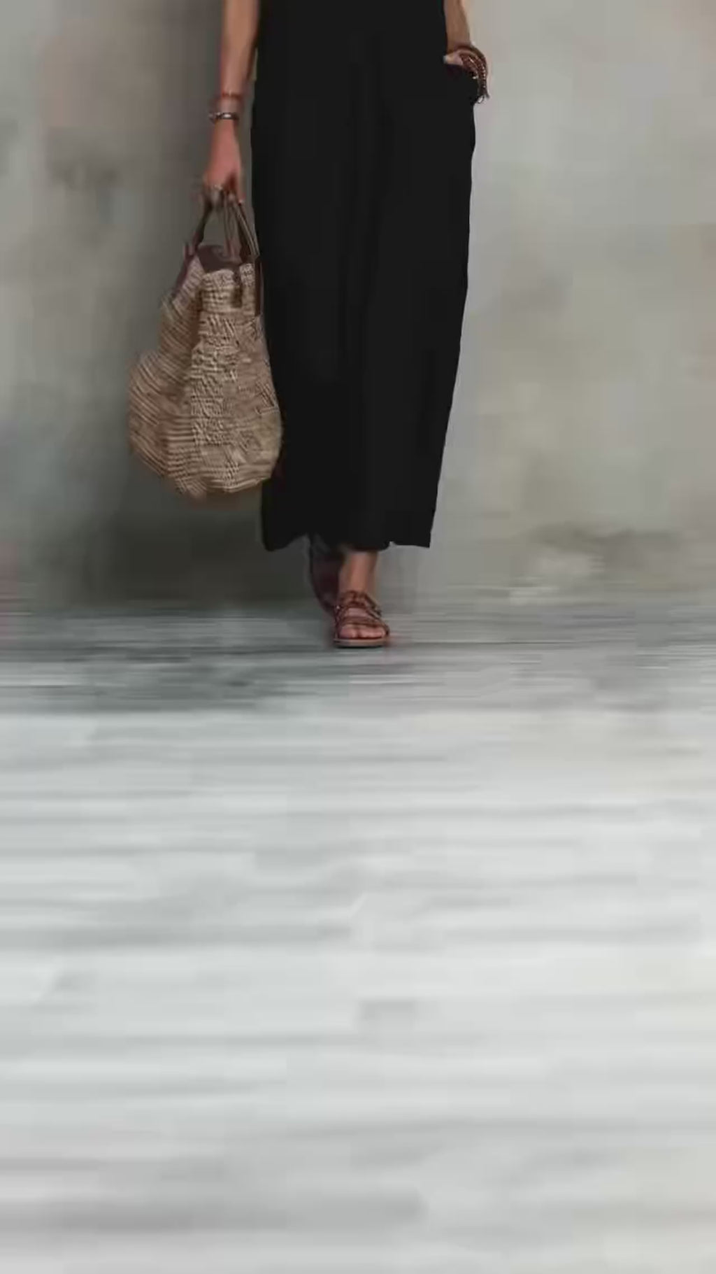 Summer Women Boho Maxi Dress Ruffle V Neck Sleeveless Loose Long Dresses With Pockets Casual Beach