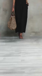 Summer Women Boho Maxi Dress Ruffle V Neck Sleeveless Loose Long Dresses With Pockets Casual Beach