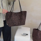 Women's Leopard Print Faux Leather Tote Shoulder Bag