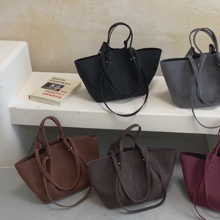 Women's Tote Bag Vintage Large-Capacity Soft PU Leather Hasp Shoulder Bag with Phone Pocket
