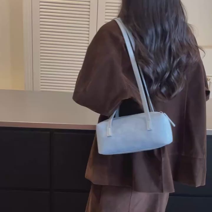 Women's Shoulder Bag Vintage Small PU Leather Zipper Underarm Tote Bag with Phone Pocket