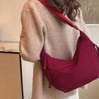 Lightweight Nylon Crossbody Bag Beige Casual Sports Hobos Dumpling Bag Women's