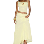 Women Camisole Maxi Skirt 2 Piece Summer New Streetwear Fashion Lace-up Tank