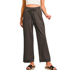 Zenana Casual Joggers Black Scuba Wide-Leg Drawstring Comfort Lounge Pants